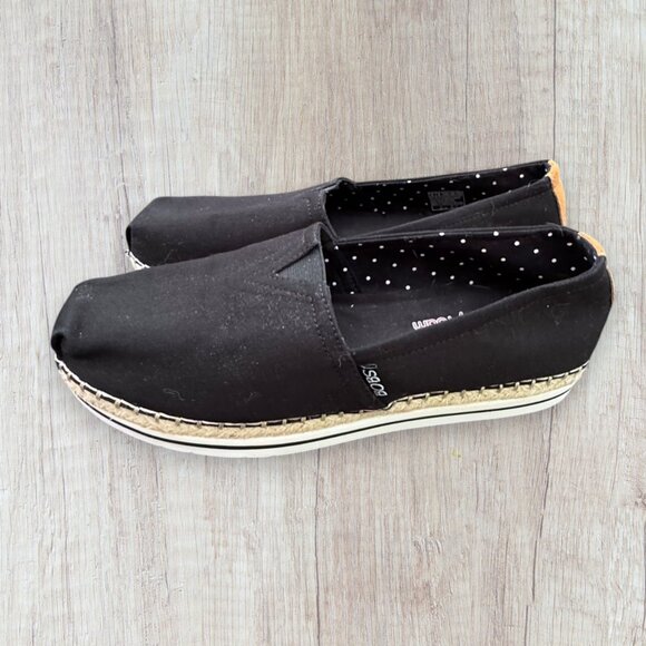 BOBS by Sketchers Black Canvas Breeze Platform Espadrilles Shoes Women's 9 - Picture 8 of 10
